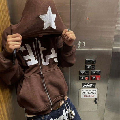 Star Letter Print Hoodies